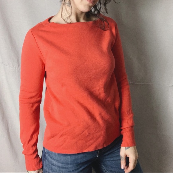 J Crew Subtle Boatneck Sweater Coral 